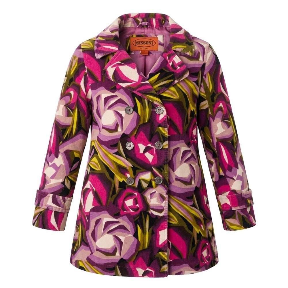 Missoni for Target Girls Purple Pink Floral Velvet Coat XL Toddler 4T-5T